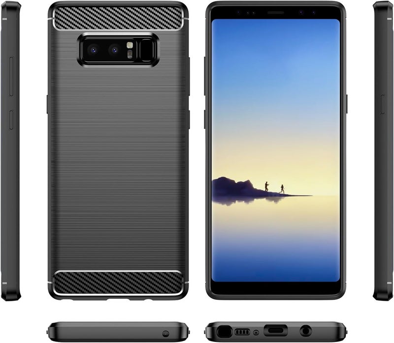 Aikcks for Samsung Galaxy Note8 Phone case, Shockproof, Scratch Resistant Carbon Fiber Jacket, Soft TPU, for Galaxy Note8 case (Black) - Image 2